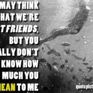 Tumblr quotes You may think that we're just friends, but you really don't know how much you mean to me