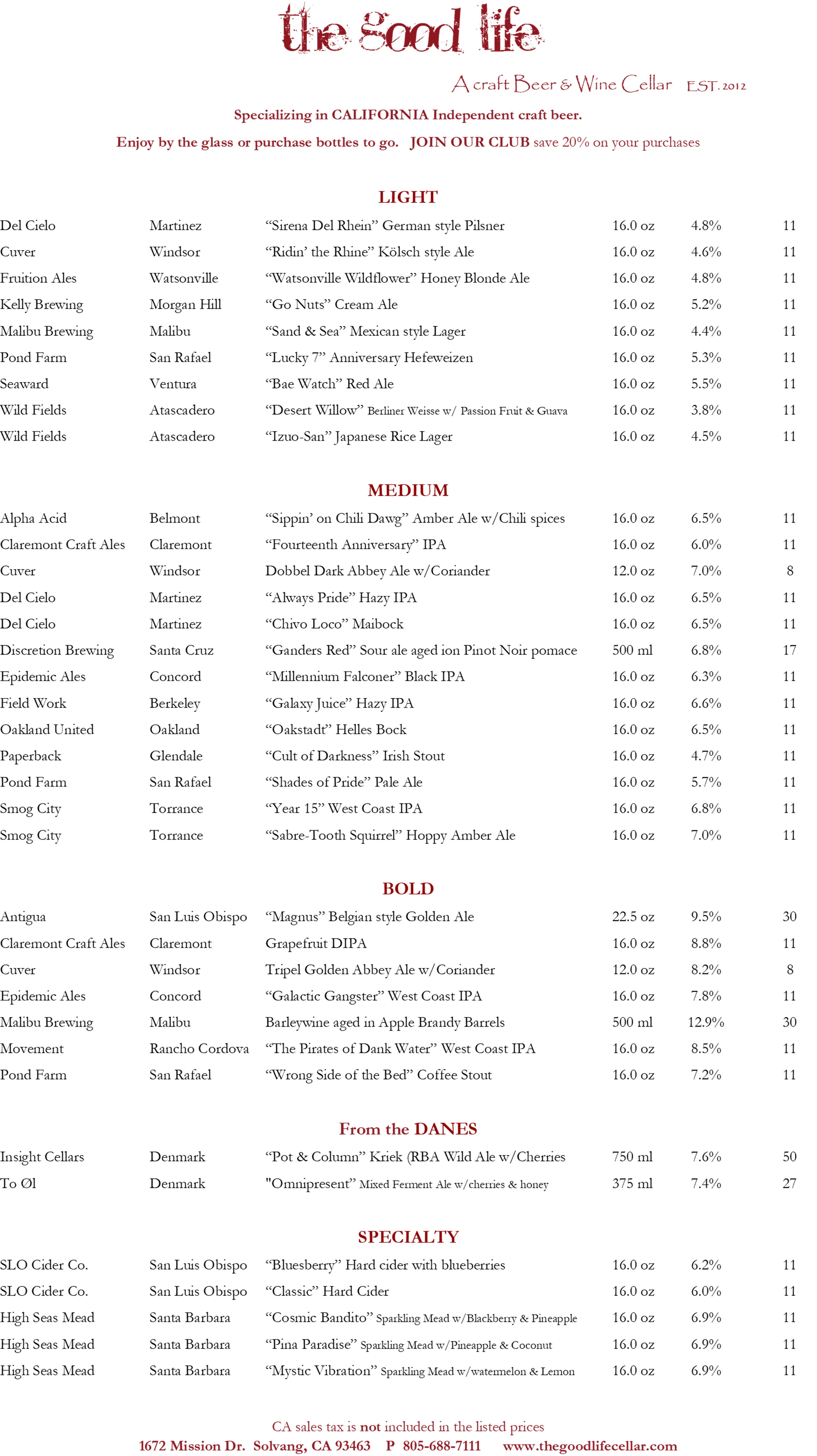 Beer List
