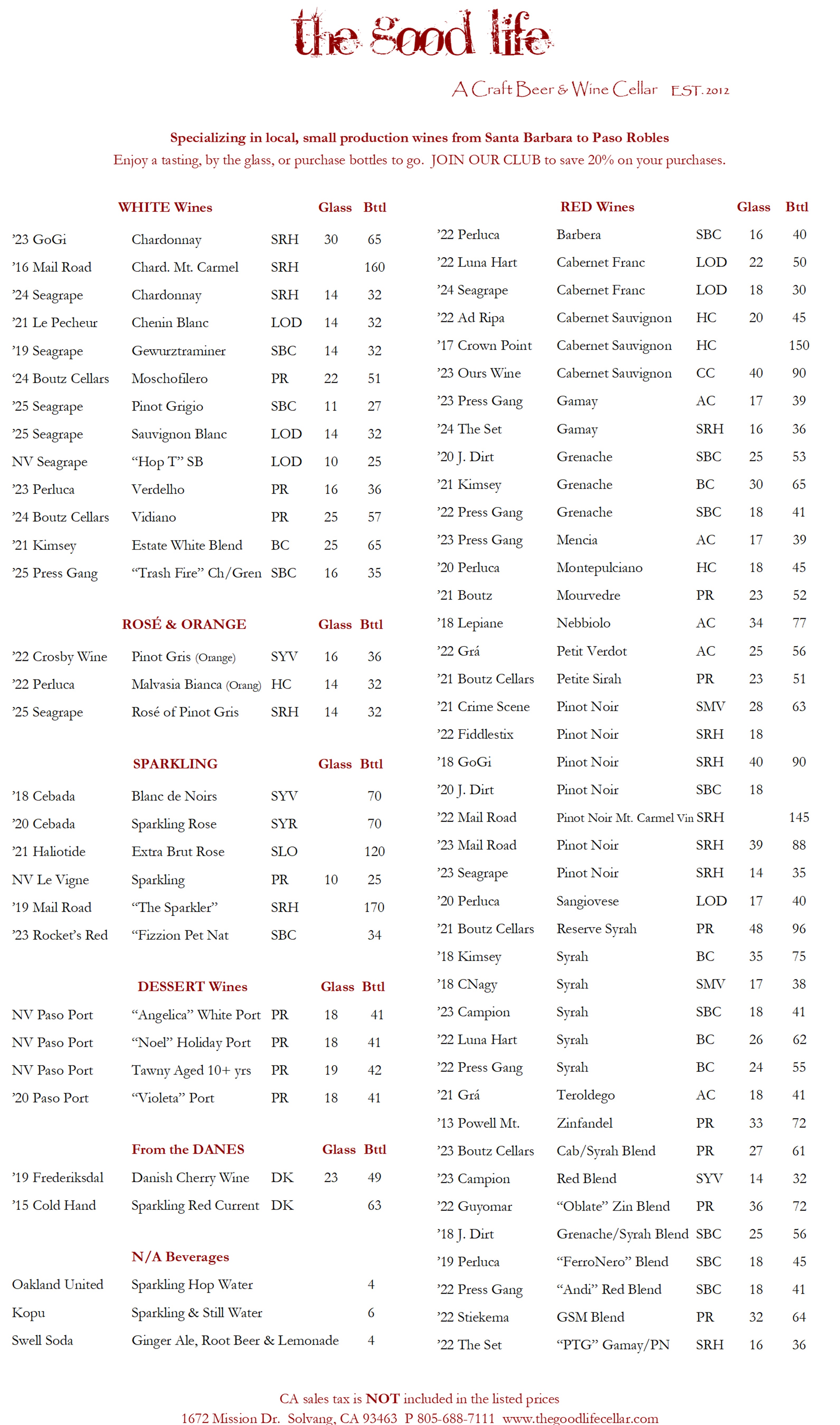 Wine List