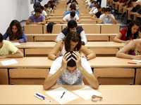 Students taking exams