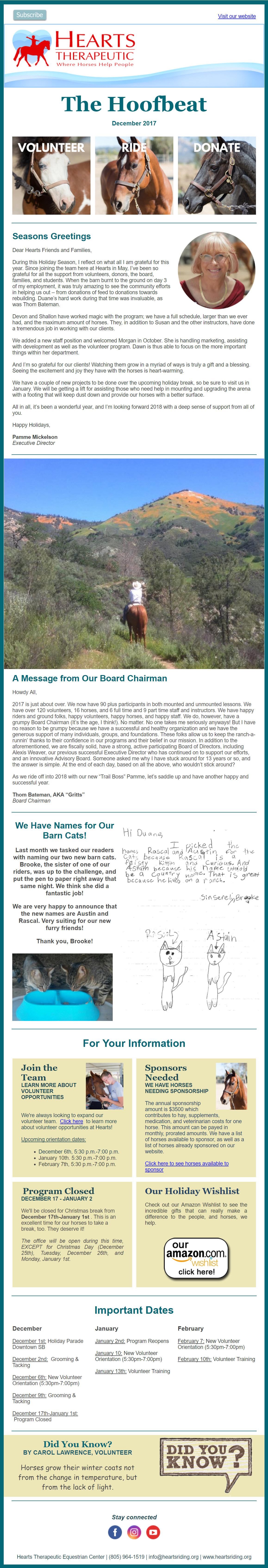 The Hoofbeat Newsletter - December 2017-2