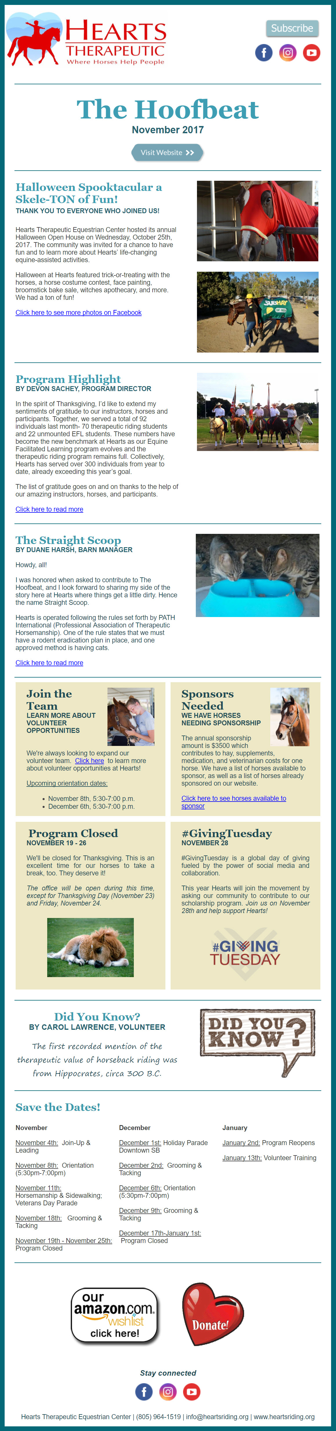 The Hoofbeat Newsletter - November 2017