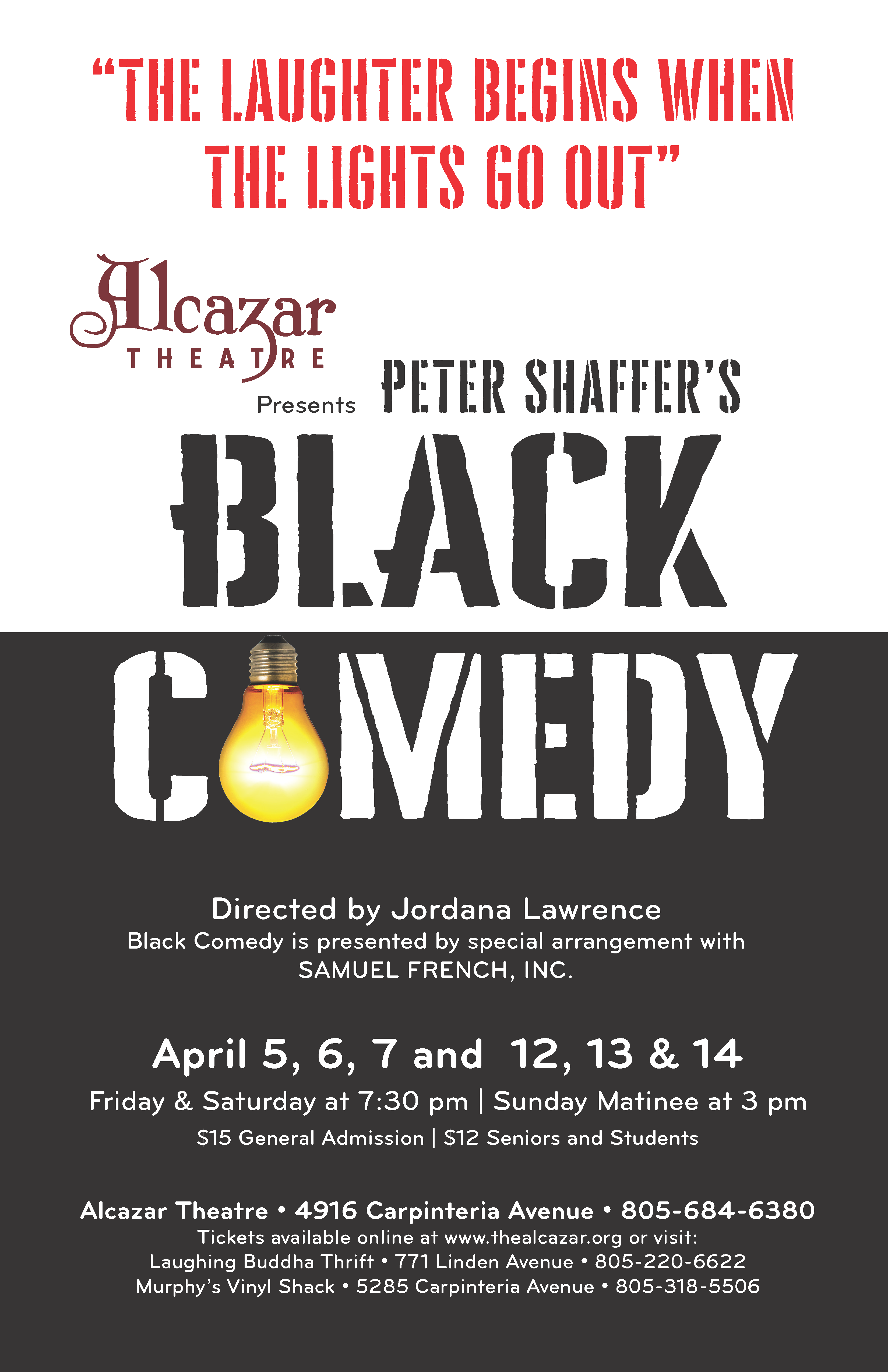 Black Comedy Final Weekend April 12 14 Alcazar Theatre Carpinteria