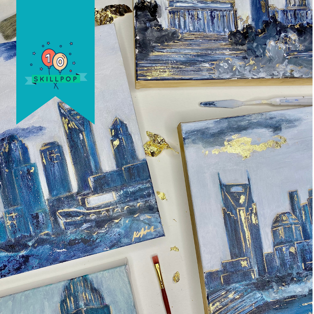 Skyline Art with Gold Leaf