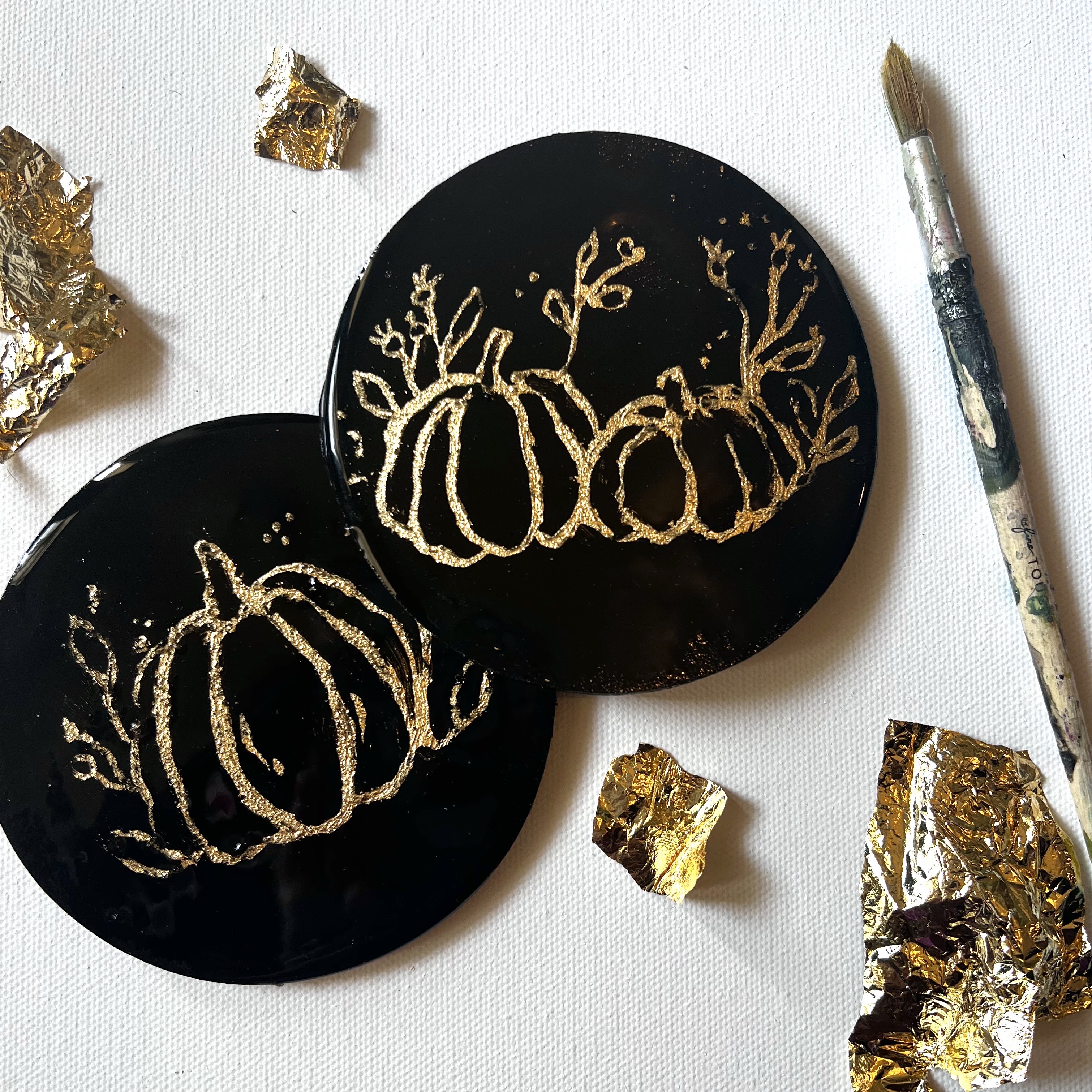 Gold Leaf Abstract Coasters
