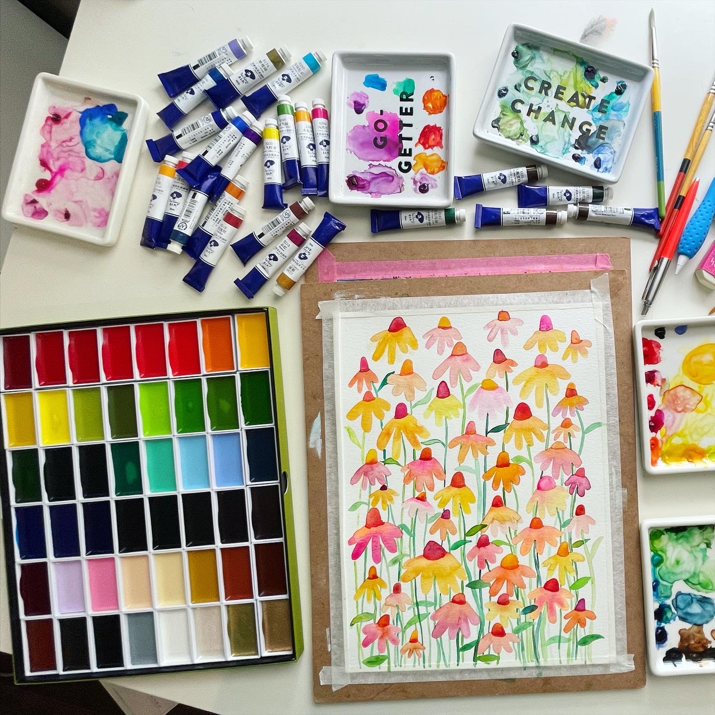 Watercolor Coneflowers