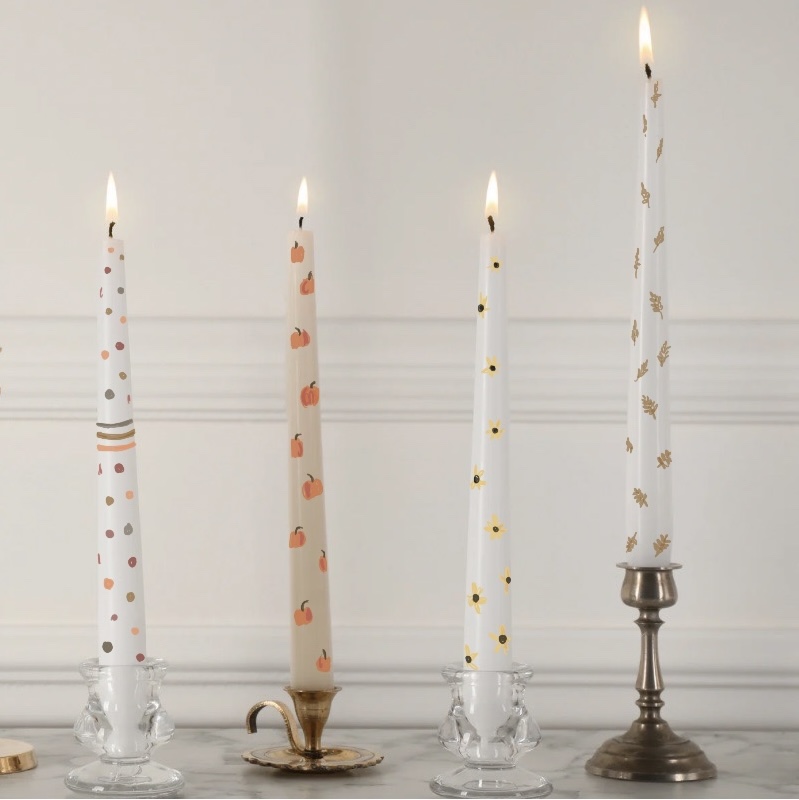 Hand Painted Fall Taper Candles