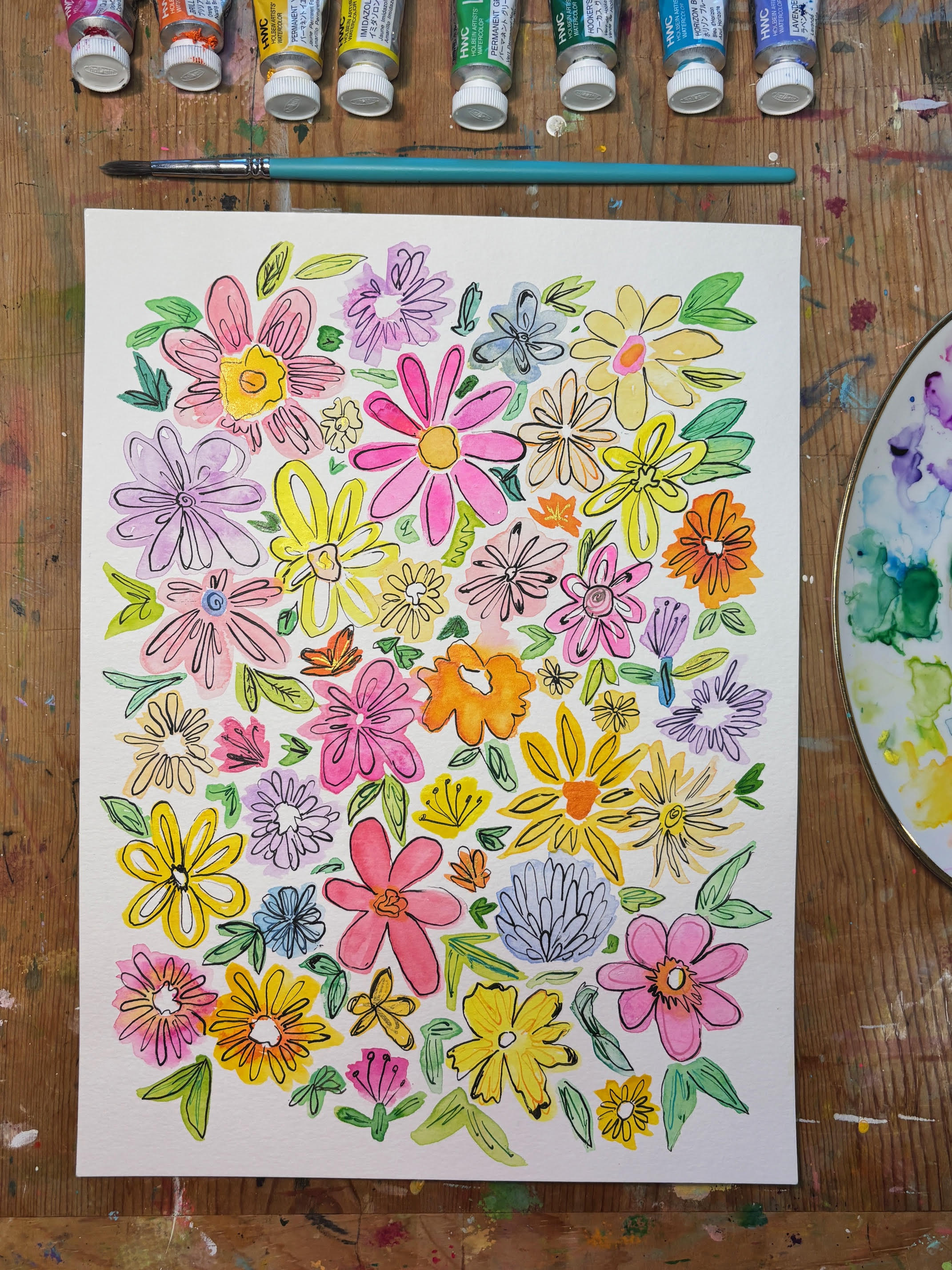 Watercolor & Ink Florals