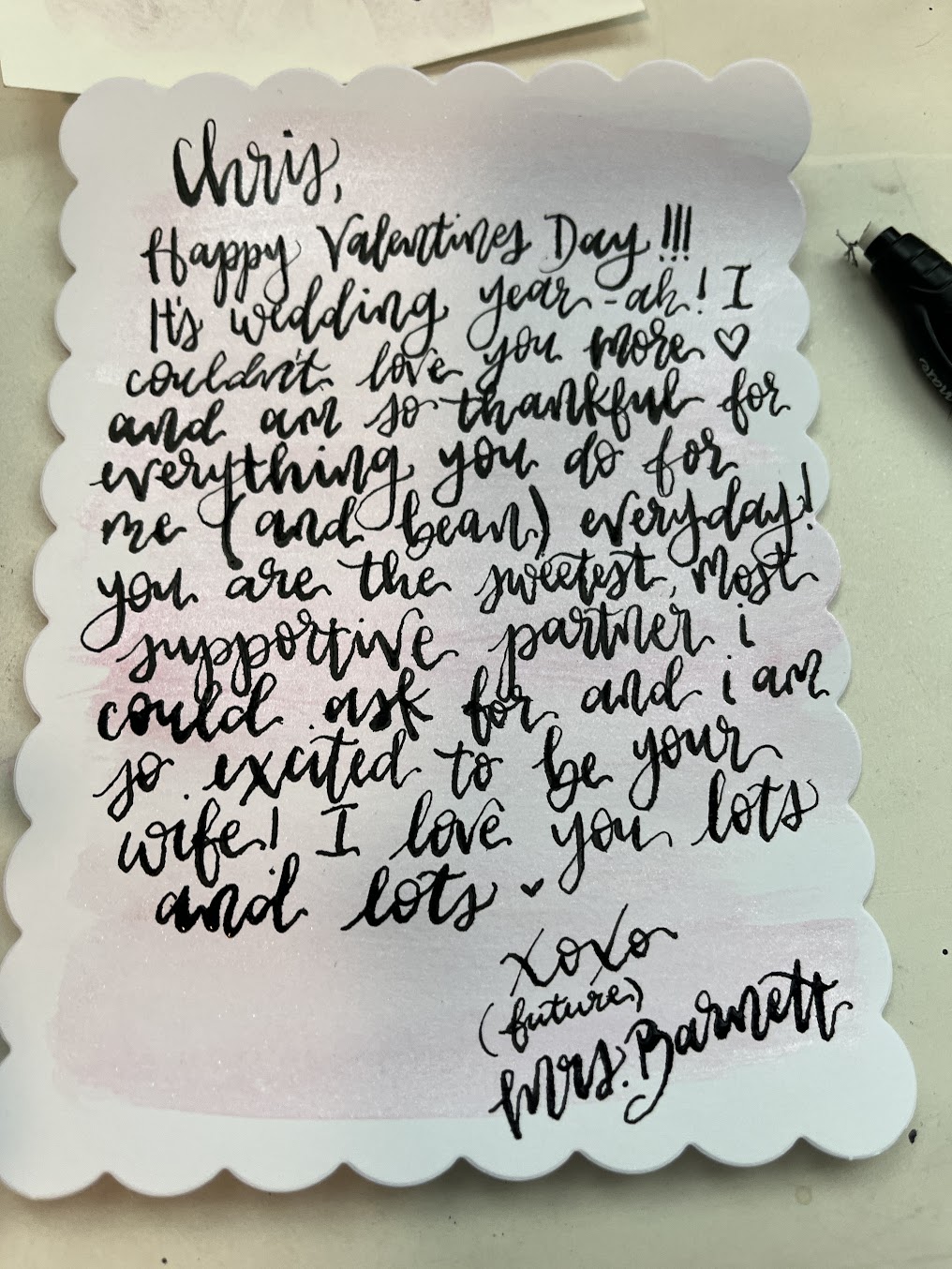 Valentine Brush lettering
