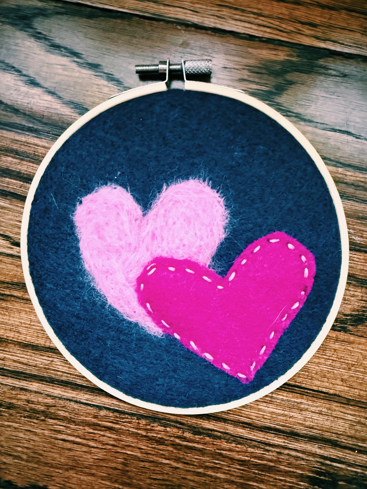 Needle Felted Valentine Hoop Art