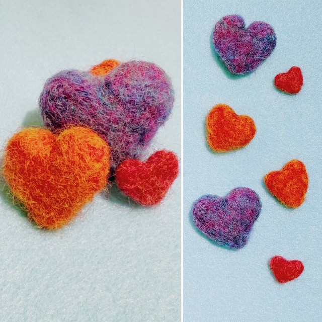 Needle Felted Hearts