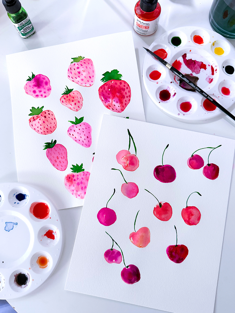 Watercolor Ink Summer Fruits