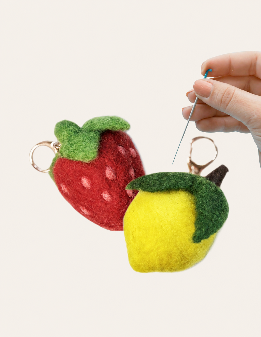 Needle Felted Fruity Keychains