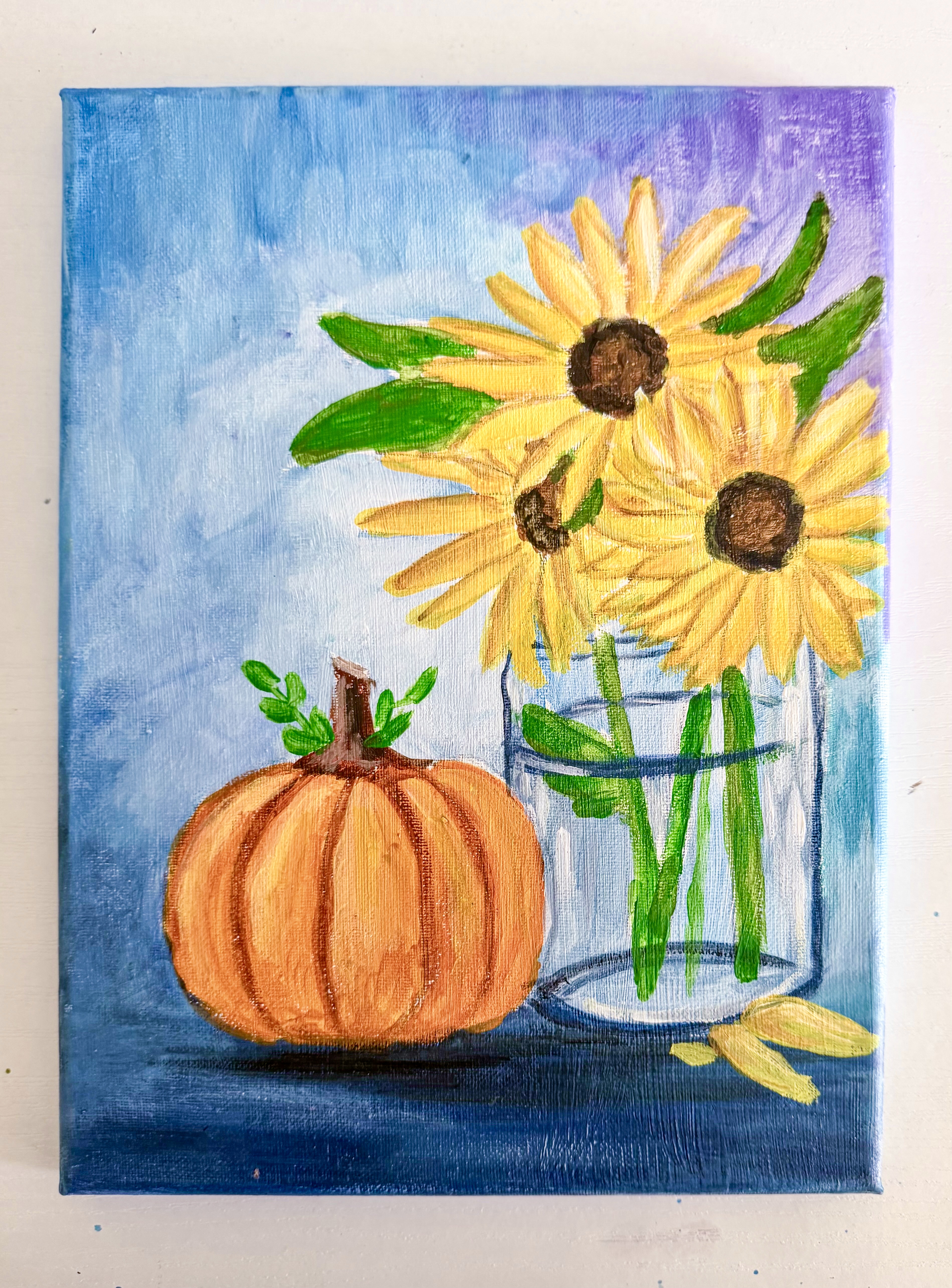 Fall Pumpkin & Sunflowers Painting