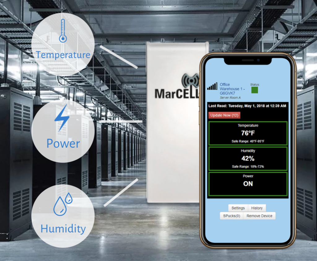 Server Room Temperature Monitoring Remote Cellular Multisensor MarCELL