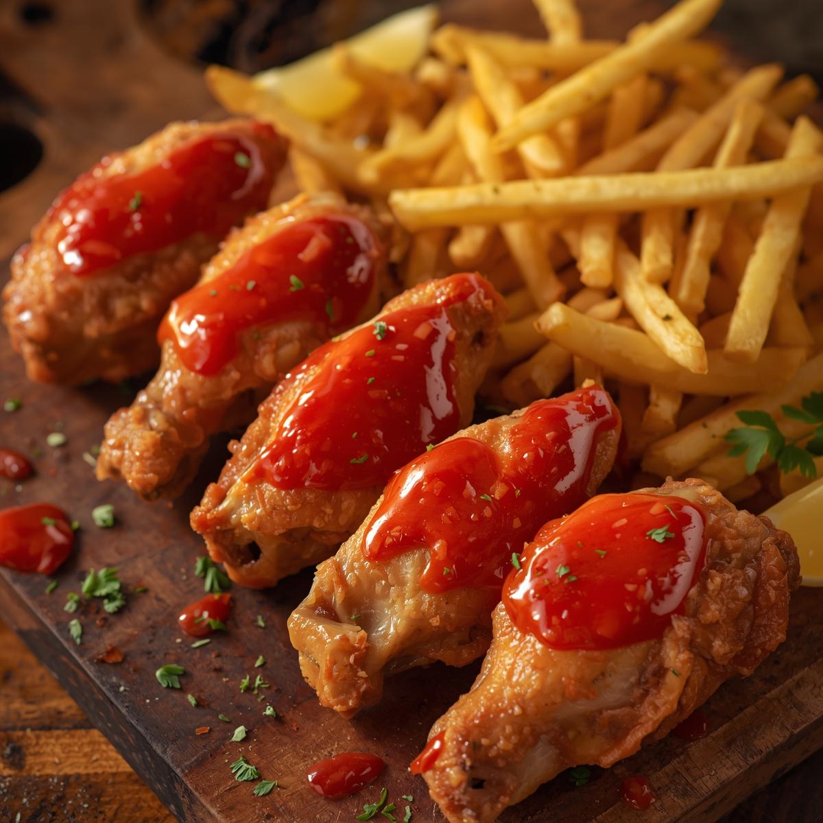 Lemon Pepper Wings with Fries