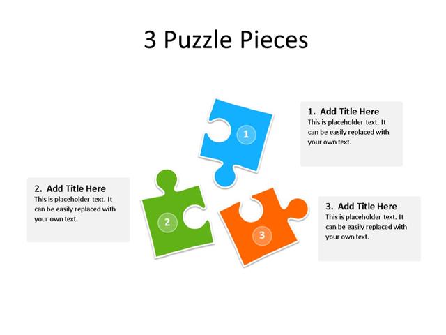 PowerPoint Slide - Puzzle Diagram - 3 Pieces - Multicolor