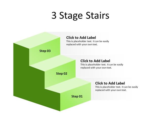 PowerPoint Slide - Stairs Diagram - 3 Stairs - Multicolor