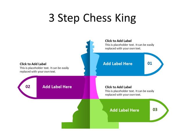 PowerPoint Slide - Chess Piece concept - 3 Arrows - Multicolor
