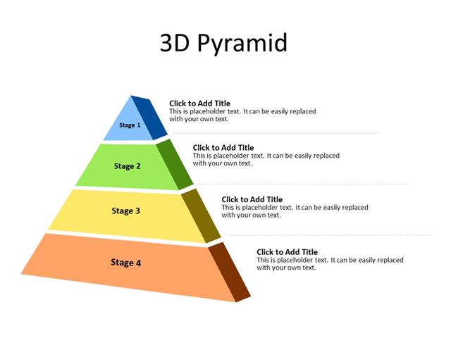 PowerPoint Slide - 3D Pyramid - 4 Steps - Multicolor