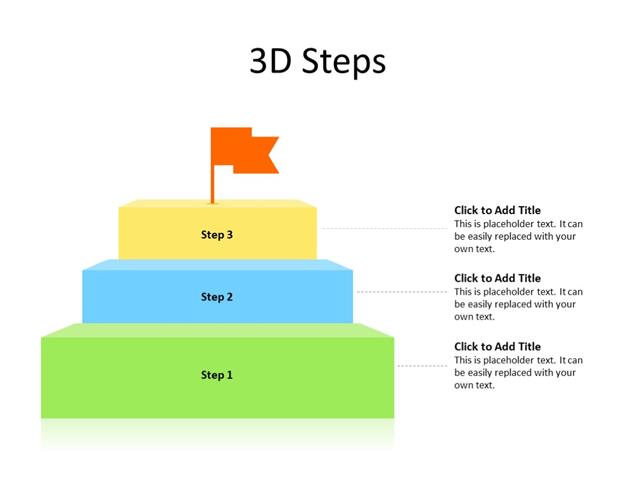 PowerPoint Slide - Stairs Diagram - 3 Stairs - Multicolor