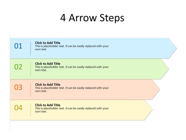 PowerPoint Slide - Bullet List - 4 Arrows - Multicolor