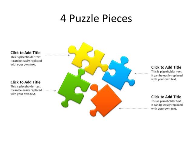 PowerPoint Slide - Puzzle Diagram - 4 Puzzles - Multicolor
