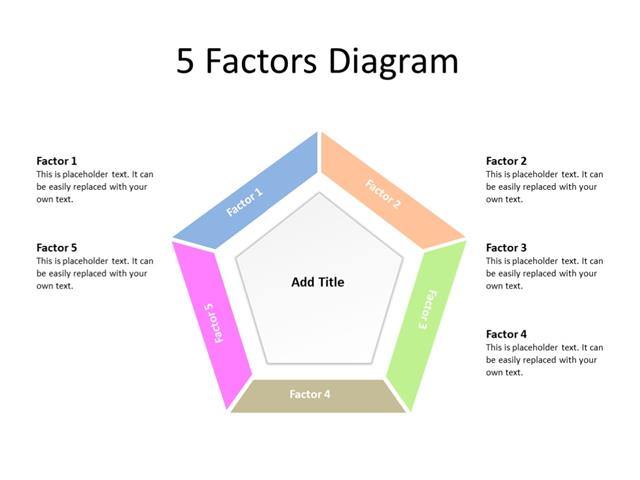 PowerPoint Slide - Pentagon Diagram - 5 facets - Multicolor