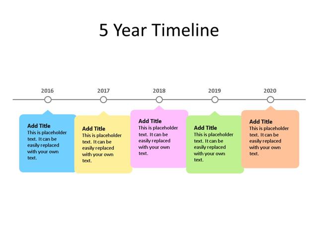 PowerPoint Slide - Timeline Diagram - 5 Years - Multicolor