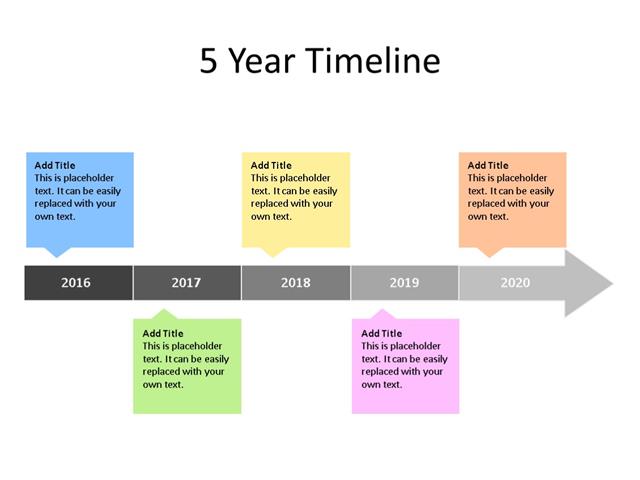 PowerPoint Slide - Timeline Diagram - 5 Years - Multicolor