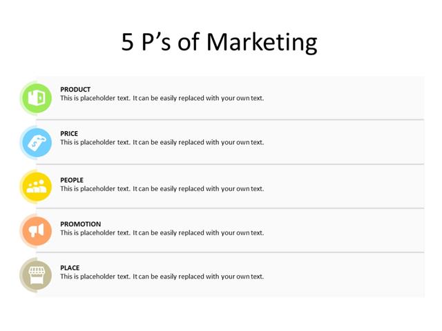 PowerPoint Slide - Marketing Diagram - 5 facets - Multicolor