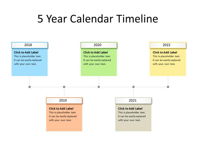 PowerPoint Slide - Timeline Diagram - 5 Year - Multicolor