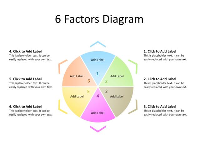 PowerPoint Slide - Circular Steps Diagram - 6 sectors - Multicolor