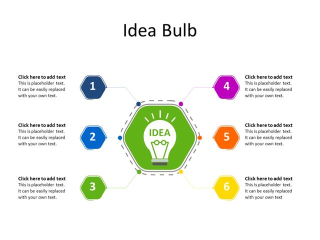 PowerPoint Slide - Marketing Diagram - 6 Ideas - Multicolor