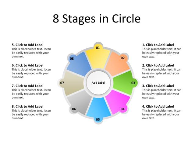 PowerPoint Slide - Circular Diagram - 8 sections - Multicolor