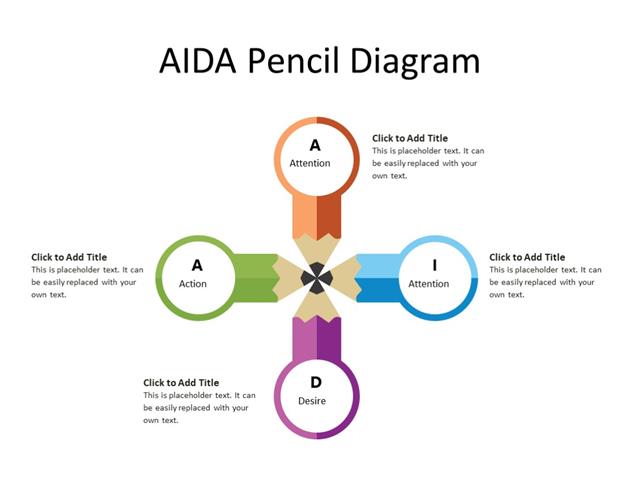 PowerPoint Slide - Marketing Diagram - 4 pencils - Multicolor