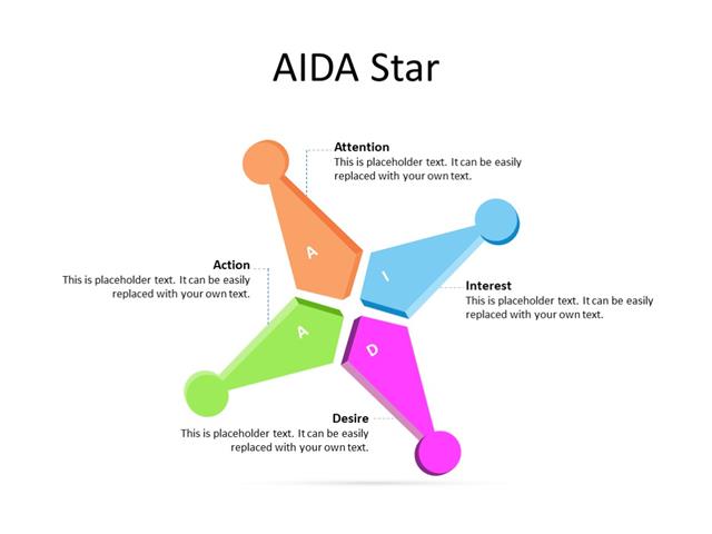 PowerPoint Slide - Marketing Diagram - 4 stars - Multicolor