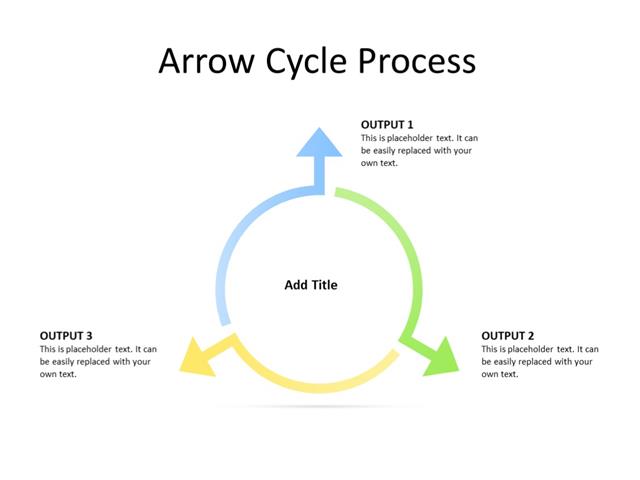 PowerPoint Slide - Arrow diagram - 3 arrows - Multicolor