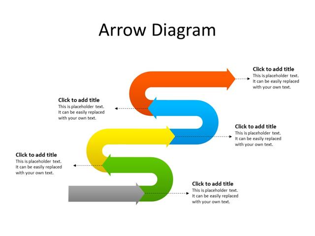 PowerPoint Slide - Arrow Diagram - 4 Arrows - Multicolor