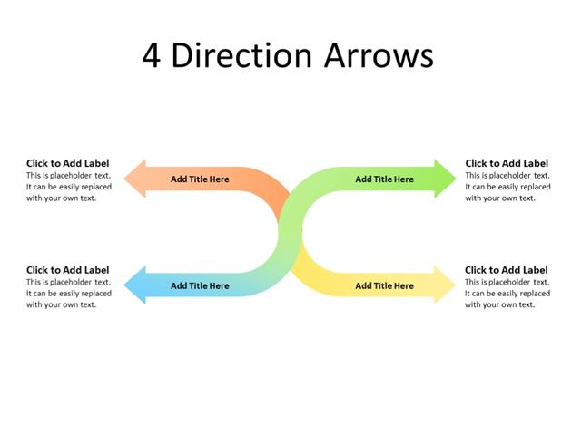 PPT Slide-Arrow Diagram - 4 Arrows - Multicolor