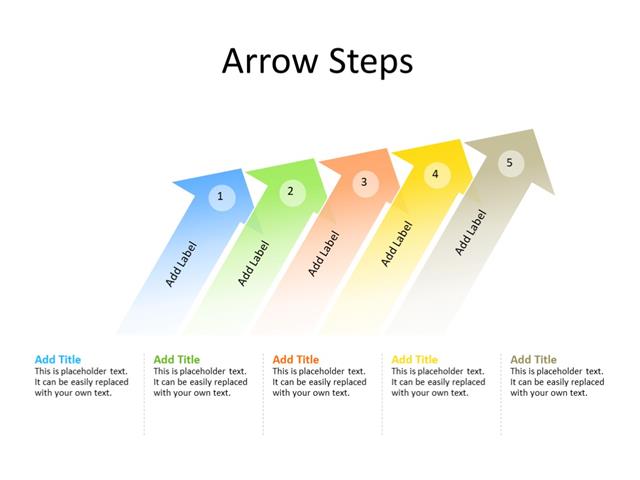 PowerPoint Slide - Arrow diagram - 5 arrows - Multicolor