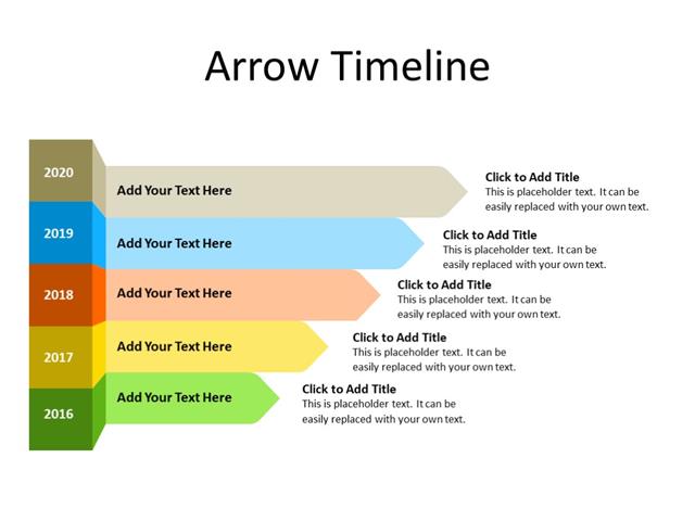 PowerPoint Slide - Arrows Diagram - 5 Arrows - Multicolor