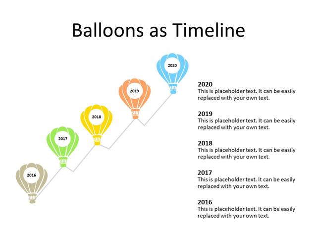 PowerPoint Slide - Balloons Diagram - 5 Balloons - Multicolor