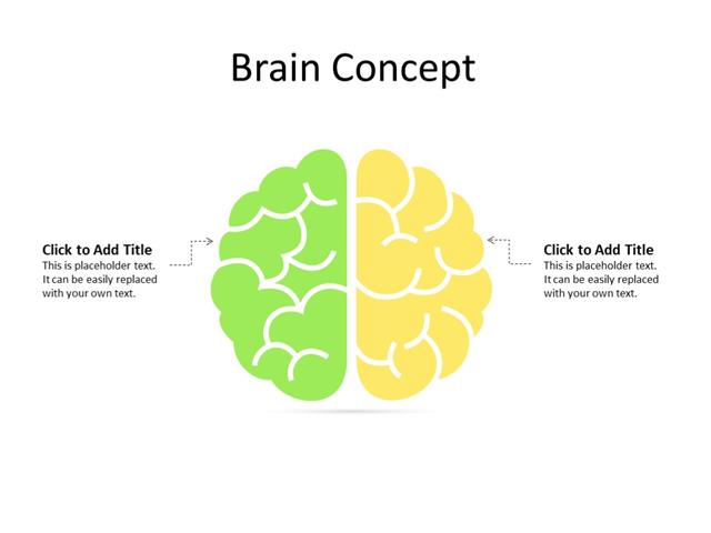 PowerPoint Slide - Human Brain - 2 parts - Multicolor