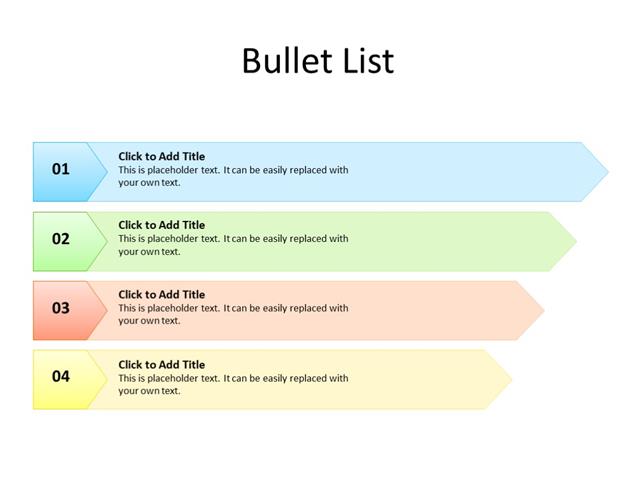 PowerPoint Slide - Bullet List - 4 items - Multicolor