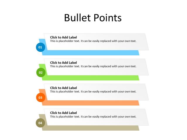 PowerPoint Slide -  Bullet List - 4 steps - Multicolor