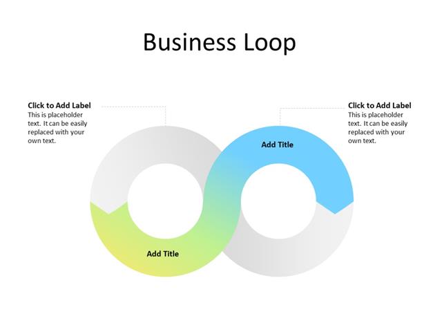 PowerPoint Slide - Arrow diagram - 2 curves - Multicolor