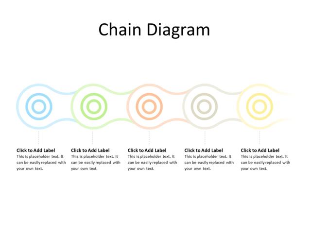 PowerPoint Slide - chain diagram - 5 pieces - Multicolor