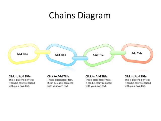 PowerPoint Slide - chain diagram - 4 steps - Multicolor