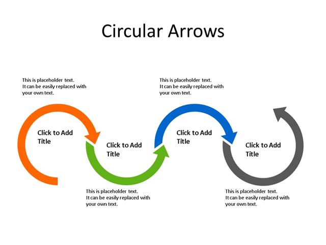 PowerPoint Slide - Arrow Diagram - 4 Arrows - Multicolor